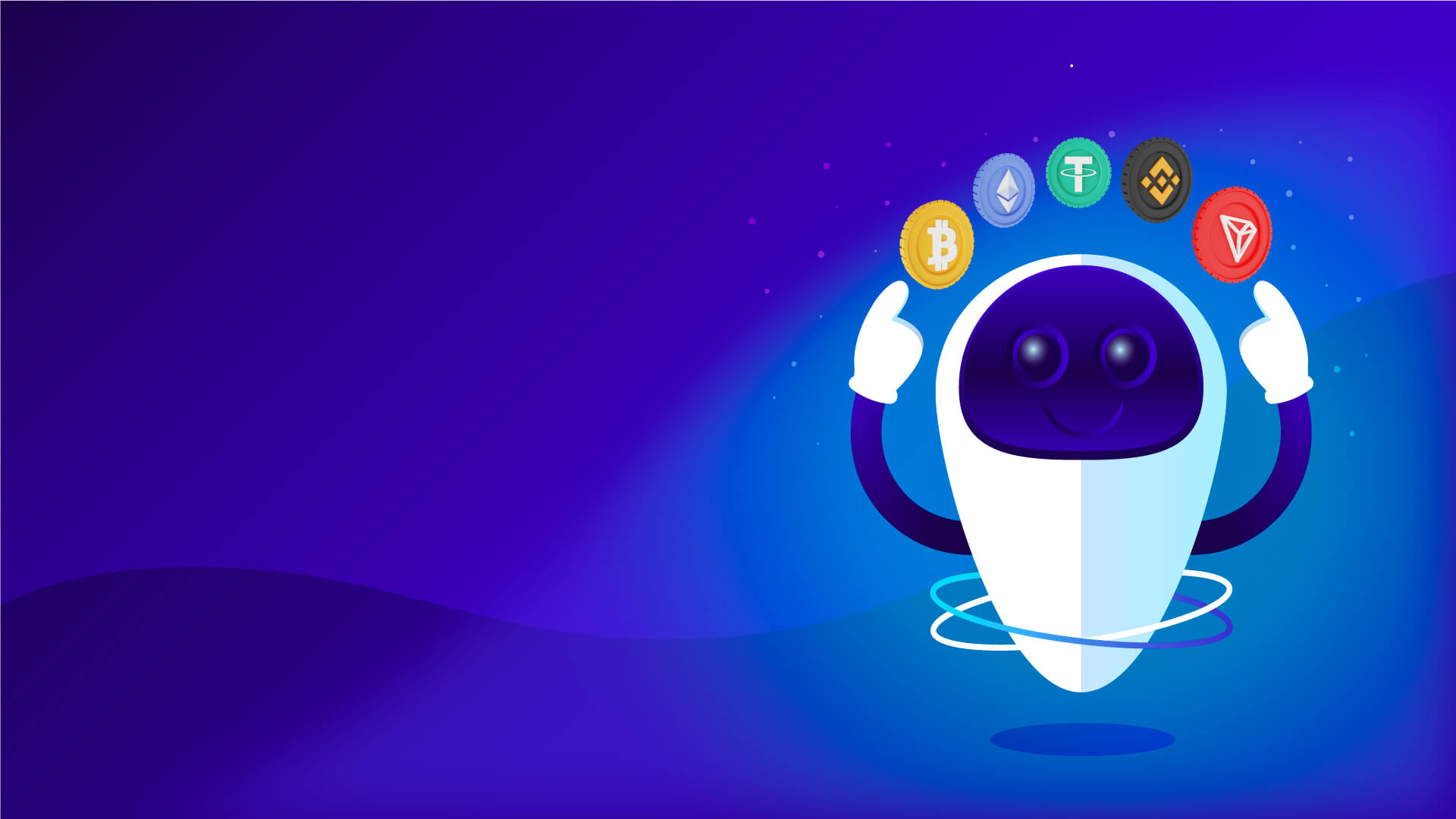 AI trading bot juggling crypto coins