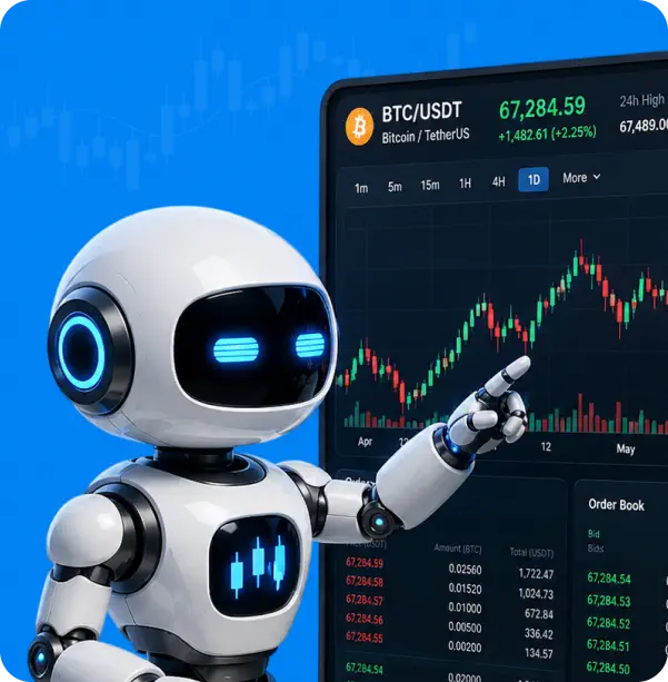 AI trading bot analyzing a live crypto chart